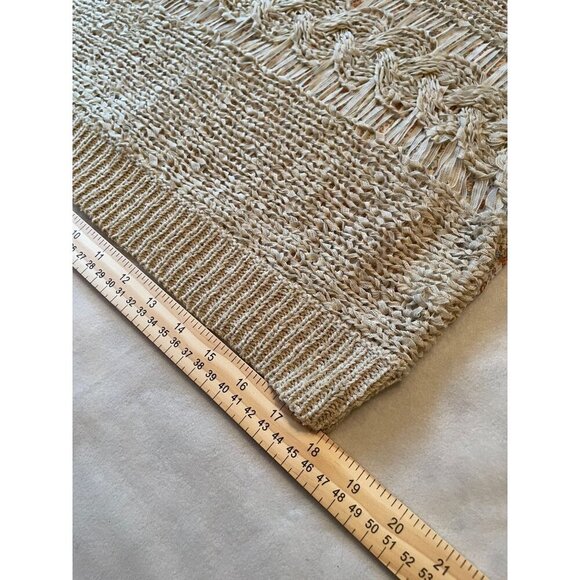 Anthropologie Staring At Stars Open-Knit Sweater Beige & Floral Pattern - Picture 8 of 8